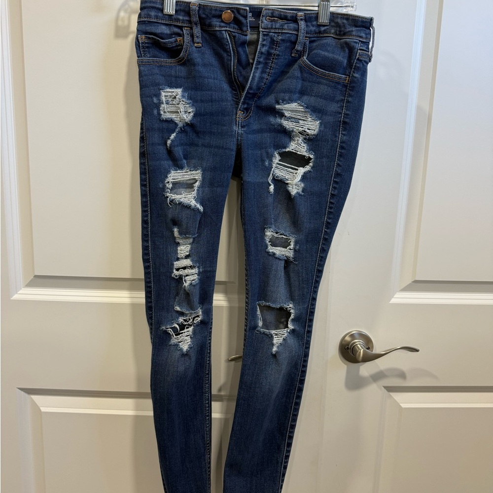 Hollister Dark Blue Distressed Skinny Jeans
